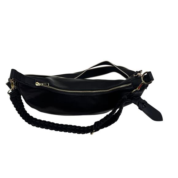 Jules Kae Black Vegan Leather Zola Crescent Hobo Shoulder/Cross Body Bag - Picture 2 of 8